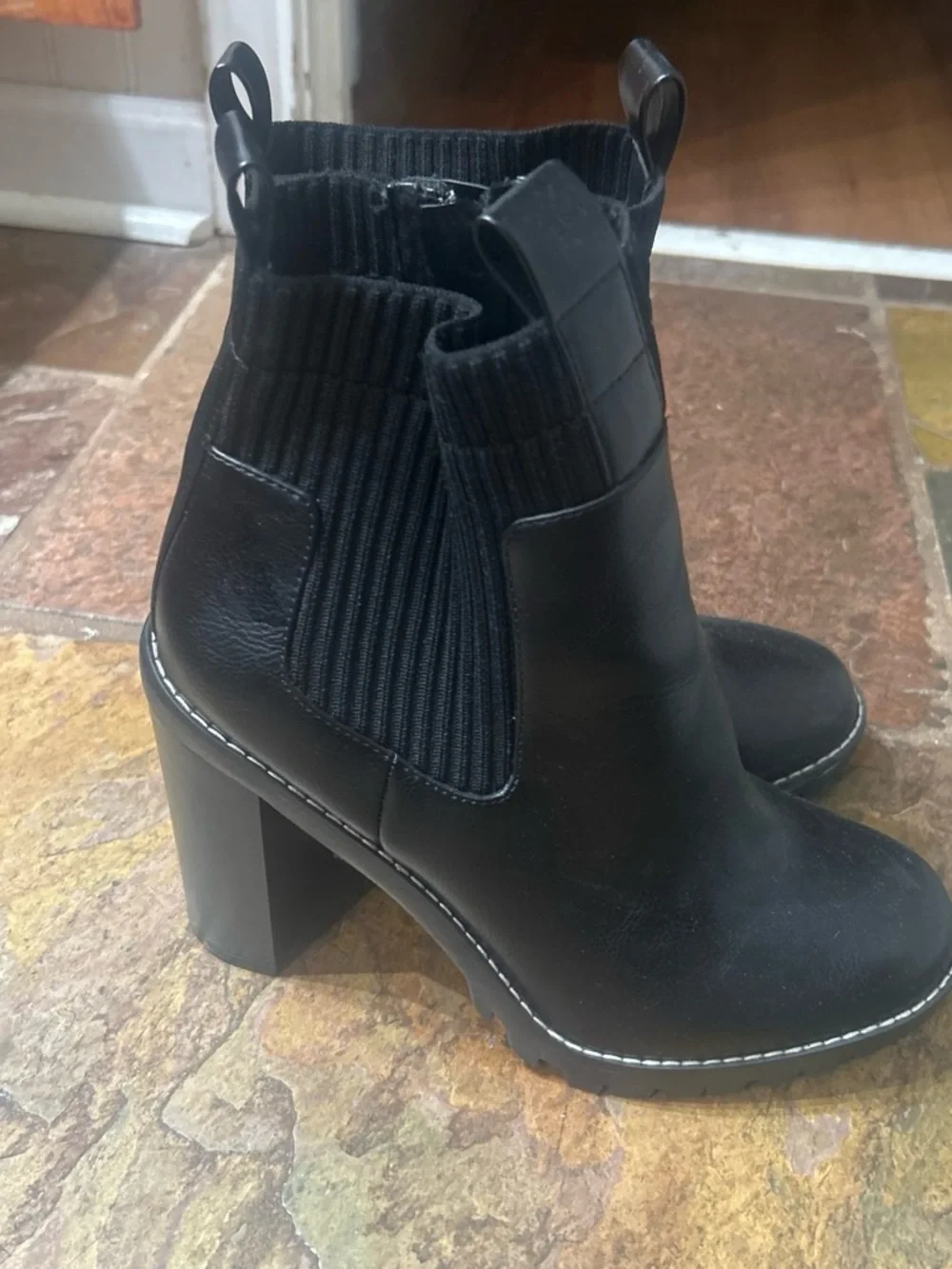 BCBGeneration Black Chelsea Ankle Boots with Ribbed Elastic Panels
